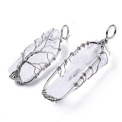 Natural Quartz Crystal Wire Wrapped Pointed Pendants&nbsp;G-T133-P02E