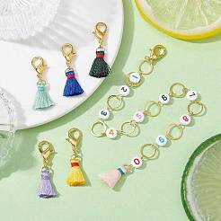 6 Style Number Acrylic Beaded Knitting Row Counter Chains & Locking Stitch Markers Kits&nbsp;HJEW-JM01430