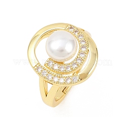Brass Micro Pave Cubic Zirconia Finger Rings for Women&nbsp;RJEW-D340-02G-05