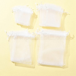 30Pcs 4 Styles Rectangle Organza Bags Jewellery Storage Pouches Wedding Favour Party Mesh Drawstring Gift&nbsp;OP-FS0001-01C