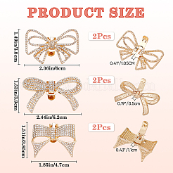 6Pcs 3 Styles Bowknot Alloy Rhinestone Shoe Decorations&nbsp;FIND-CP0002-22B