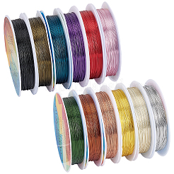 12 Rolls 12 Colors Round Copper Jewelry Wire&nbsp;CWIR-BBC0001-09