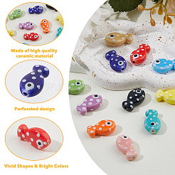 60Pcs 12 Styles Glazed Porcelain Beads&nbsp;PORC-FH0001-14
