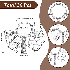 20Pcs Alloy Chemistry Theme Keychains&nbsp;KEYC-SC00036