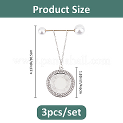 3Pcs Flat Round Pendants Alloy Brooches&nbsp;JEWB-FH00009