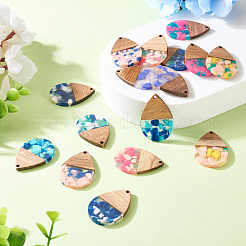 16Pcs 8 Colors Resin and Walnut Pendants&nbsp;FIND-TA0006-39