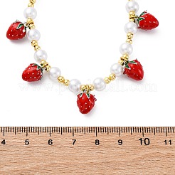 Brass Micro Pave Clear Cubic Zirconia Beaded Necklaces&nbsp;NJEW-Z059-04G-03