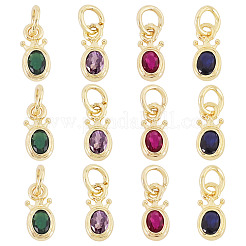 20Pcs 4 Colors Brass Cubic Zirconia Charms&nbsp;KK-TA0009-13C