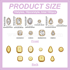 100Pcs 10 Style Sew on Rhinestone&nbsp;FIND-FG0004-75