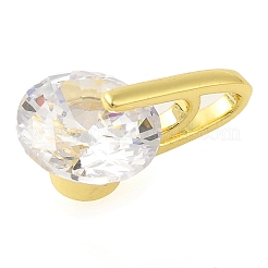 Flat Round Rack Plating Brass with Cubic Zirconia Pendants Charms&nbsp;KK-S396-21