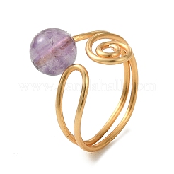Natural Amethyst Cuff Open Rings&nbsp;RJEW-JR01071-02