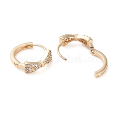 Brass Micro Pave Clear Cubic Zirconia Hoop Earrings&nbsp;LS-EJEW-S234-03G
