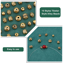 100Pcs 10 Styles Tibetan Style Alloy Beads&nbsp;FIND-PH0018-85