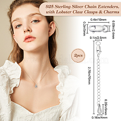 2Pcs 925 Sterling Silver Chain Extenders&nbsp;STER-BBC0005-77