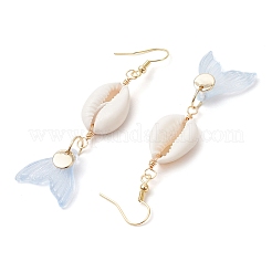 Natural Cowrie Shell Glass Dangle Earrings&nbsp;EJEW-JE06385-03
