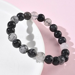 Natural Rutilated Quartz Round Beads Stretch Bracelets for Women&nbsp;BJEW-Z158-03H-03