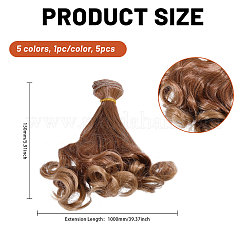5Pcs 5 Styles  High Temperature Fiber Long Pear Perm Hairstyle Doll Wig Hair&nbsp;DIY-GL0005-63B