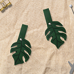 2Pcs Leaf PU Leather Cardigan Clips&nbsp;JEWB-CL0001-01A