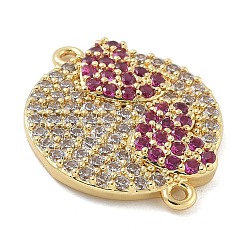 Rack Plating Brass Micro Pave Clear Cubic Zirconia Flat Round Connector Charms&nbsp;KK-A234-040G-01