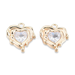 Brass Pave Clear Cubic Zirconia Pendants&nbsp;KK-N232-478LG