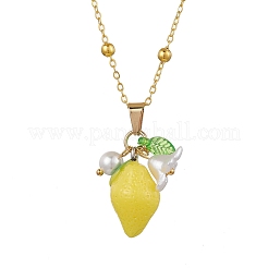 6Pcs 6 Styles Resin Fruit Pendant Necklaces&nbsp;NJEW-JN05204