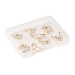 8Pcs 4 Styles Brass Micro Pave Cubic Zirconia Pendants&nbsp;KK-FS0001-96