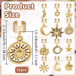 12Pcs Sun Star Moon Alloy Stethoscope Pendant Decorations&nbsp;HJEW-OC00181