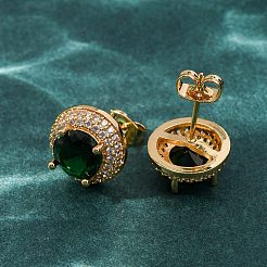Brass Micro Pave Cubic Zirconia Stud Earrings for Women&nbsp;EJEW-F418-05G