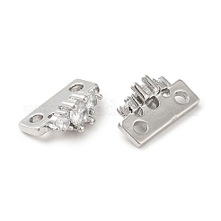 Brass Micro Pave Clear Cubic Zirconia Slide Charms&nbsp;KK-P239-16P