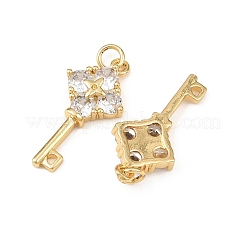 Brass Pave Clear Cubic Zirconia Pendantss&nbsp;KK-F919-38A-G