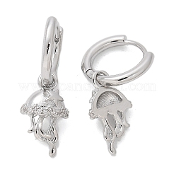 Brass Clear Cubic Zirconia Hoop Earrings&nbsp;EJEW-Q014-04P