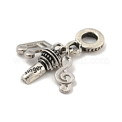 Rack Plating Tibetan Style Alloy European Musical Note Dangle Charms&nbsp;FIND-B034-39AS