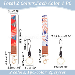 2Pcs 2 Colors Polyester Hand Wrist Lanyard for Phone Decoration Key Chain&nbsp;HJEW-GO0001-03