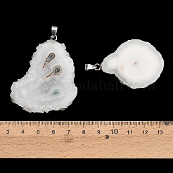 Natural White Druzy Agate Slice Big Pendants&nbsp;GG-K002-17A