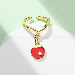 Brass Enamel Open Cuff Rings for Women&nbsp;RJEW-U057-27G
