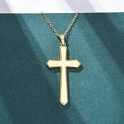 Cross 304 Stainless Steel Pendant Necklaces&nbsp;NJEW-H059-09G
