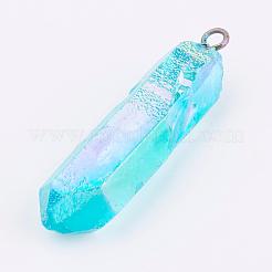 Electroplated Natural Quartz Pendants&nbsp;G-P315-B01