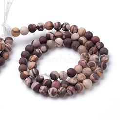 Natural Zebra Jasper Round Bead Strands&nbsp;G-T055-8mm-03