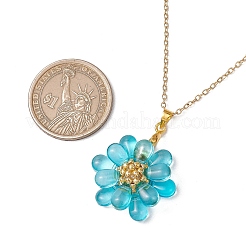 Flower Handmade Glass Seed Beaded Pendant Necklaces&nbsp;NJEW-MZ00096-05