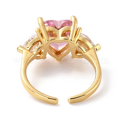 Sparkling Heart Cubic Zirconia Cuff Ring for Valentine's Day&nbsp;RJEW-C017-06G-02-RS