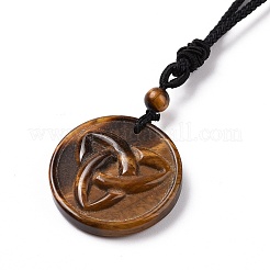 Adjustable Natural Mixed Gemstone Sailor's Knot Pendant Necklace with Nylon Cord for Women&nbsp;NJEW-L171-02