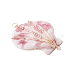 Natural Scallop Shell Copper Wire Wrapped Connector Charms&nbsp;PALLOY-TA00199