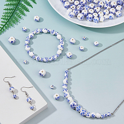 100Pcs 4 Colors Floral Printed Porcelain Beads&nbsp;PORC-DC0001-16B