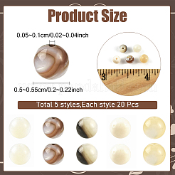 100Pcs 5 Styles Natural White Shell & Trochid Shell & Freshwater Shell Beads&nbsp;SSHEL-YW0001-17