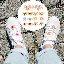 14Pcs 7 Colors Alloy Rhinestone Shoelace Charms&nbsp;FIND-GO0001-51