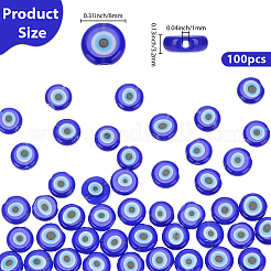 100Pcs Handmade Evil Eye Lampwork Beads&nbsp;LAMP-SP0001-03A