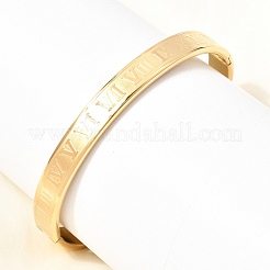 304 Stainless Steel Roman Numerals Hinged Cuff Bangles for Women&nbsp;SA-CBAC920-12G