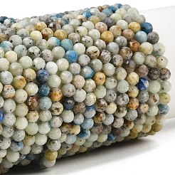 Natural Blue Azurite in Calcite Beads Strands&nbsp;LS-G-P618-4mm-01