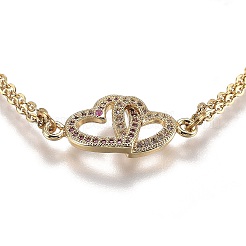 Brass Micro Pave Clear Cubic Zirconia Link Bracelets&nbsp;BJEW-Z003-22G