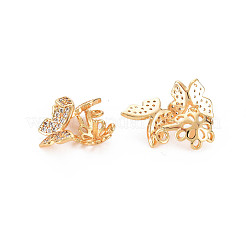 Brass Micro Pave Clear Cubic Zirconia Peg Bails Pendants&nbsp;KK-S364-047